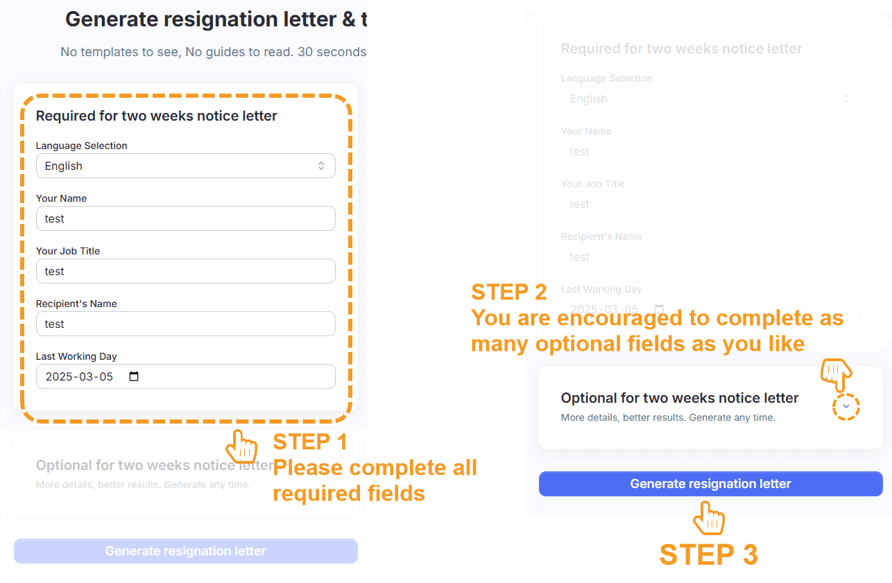 AI Resignation Letter Generator App Screenshot